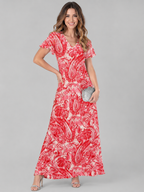 Women's Draped Floral Maxi Dress – Flowy Relaxed Summer Dress