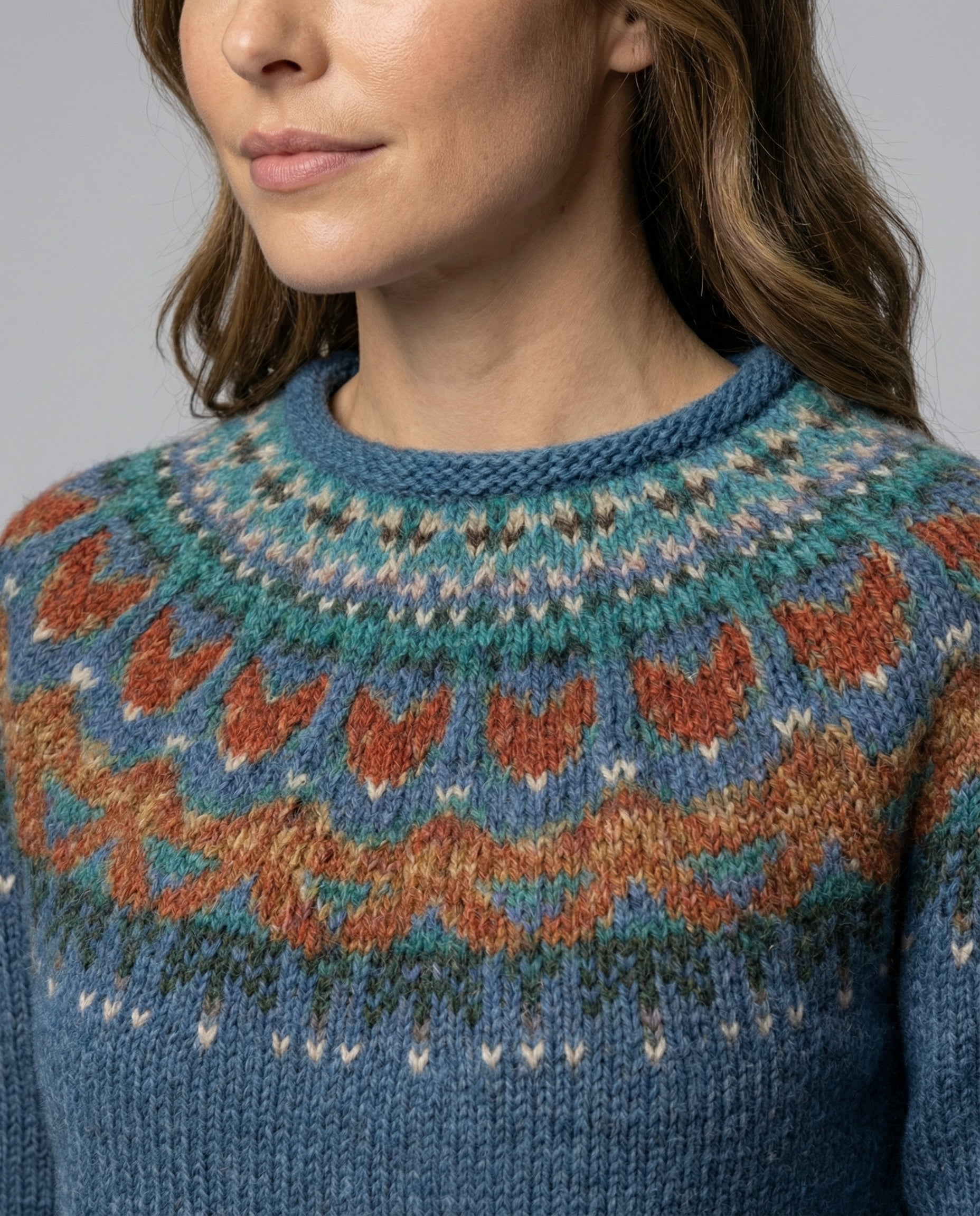 Women's Icelandic Pattern Sweater – Vintage Nordic Crew Neck Pullover