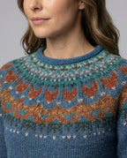 Women's Vintage Icelandic Sweater – Nordic Pattern Crew Neck Knit Pullover