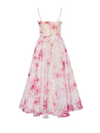 Women's Floral Bandeau Midi Dress – Spaghetti Strap A-Line Cocktail Dress