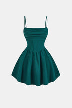 Women's Corset Mini Cocktail Dress – Spaghetti Strap Pleated Party Dress