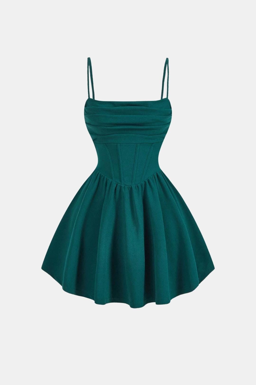 Women's Corset Mini Cocktail Dress – Spaghetti Strap Pleated Party Dress