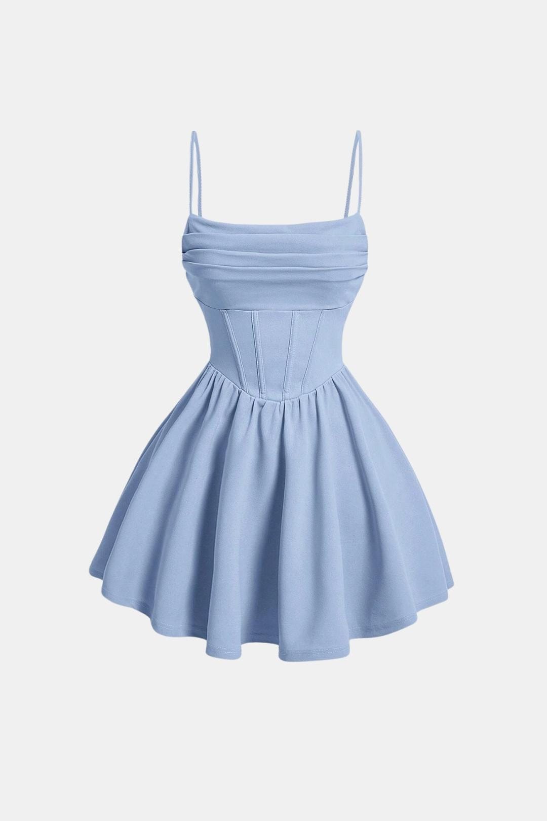 Women's Corset Mini Cocktail Dress – Spaghetti Strap Pleated Party Dress