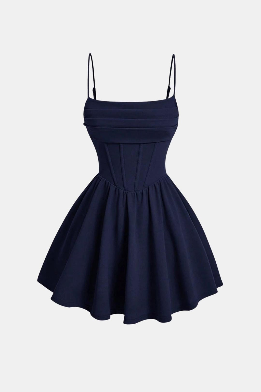 Women's Corset Mini Cocktail Dress – Spaghetti Strap Pleated Party Dress