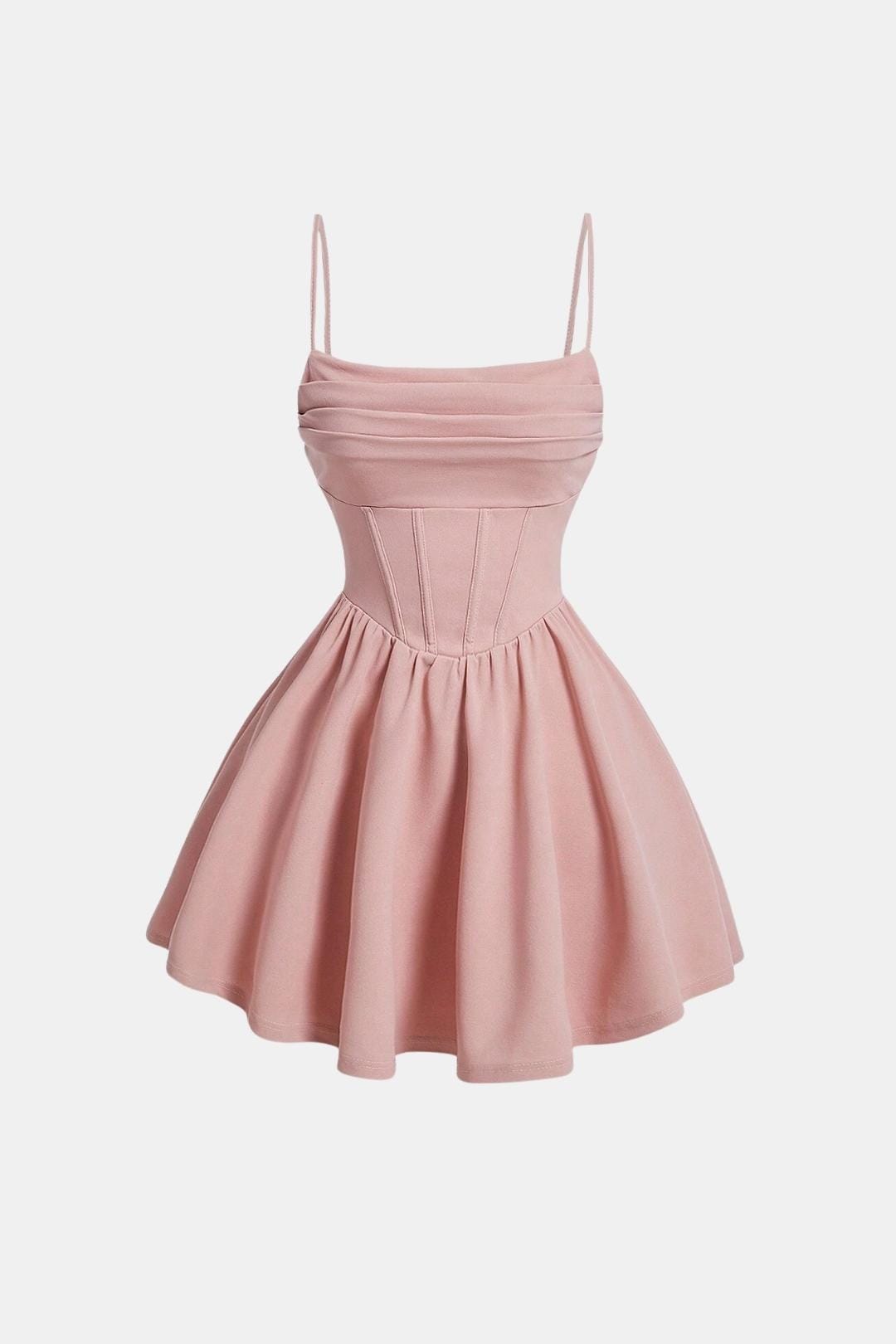 Women's Corset Mini Cocktail Dress – Spaghetti Strap Pleated Party Dress