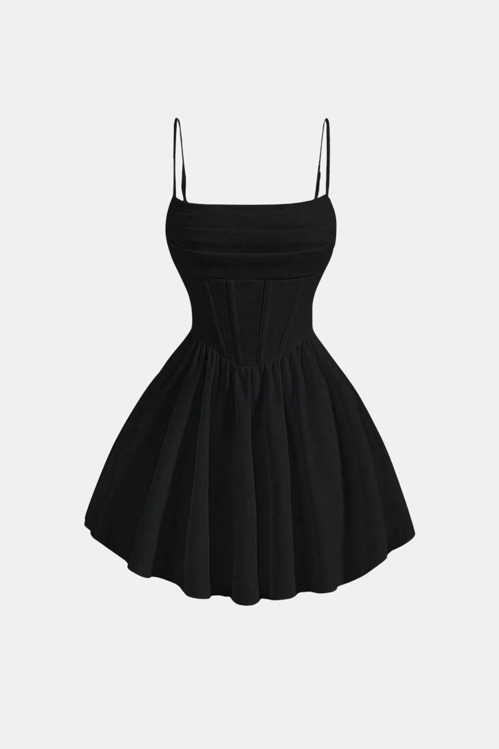 Women's Corset Mini Cocktail Dress – Spaghetti Strap Pleated Party Dress