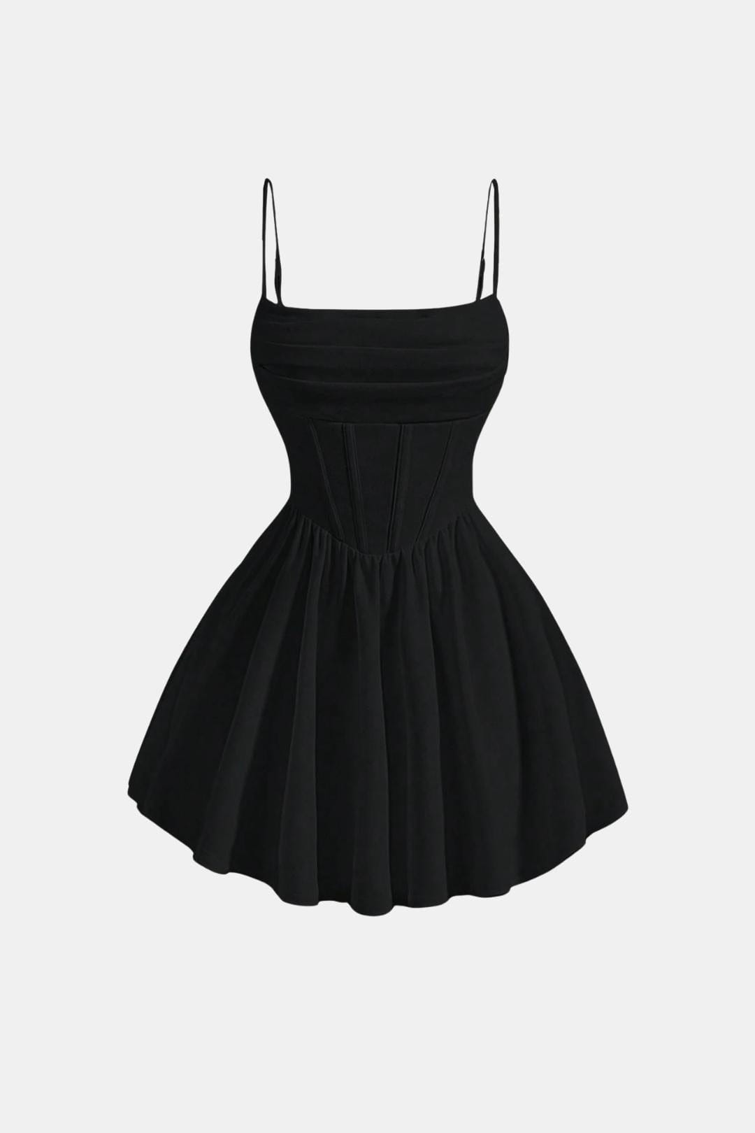 Women's Corset Mini Cocktail Dress – Spaghetti Strap Pleated Party Dress