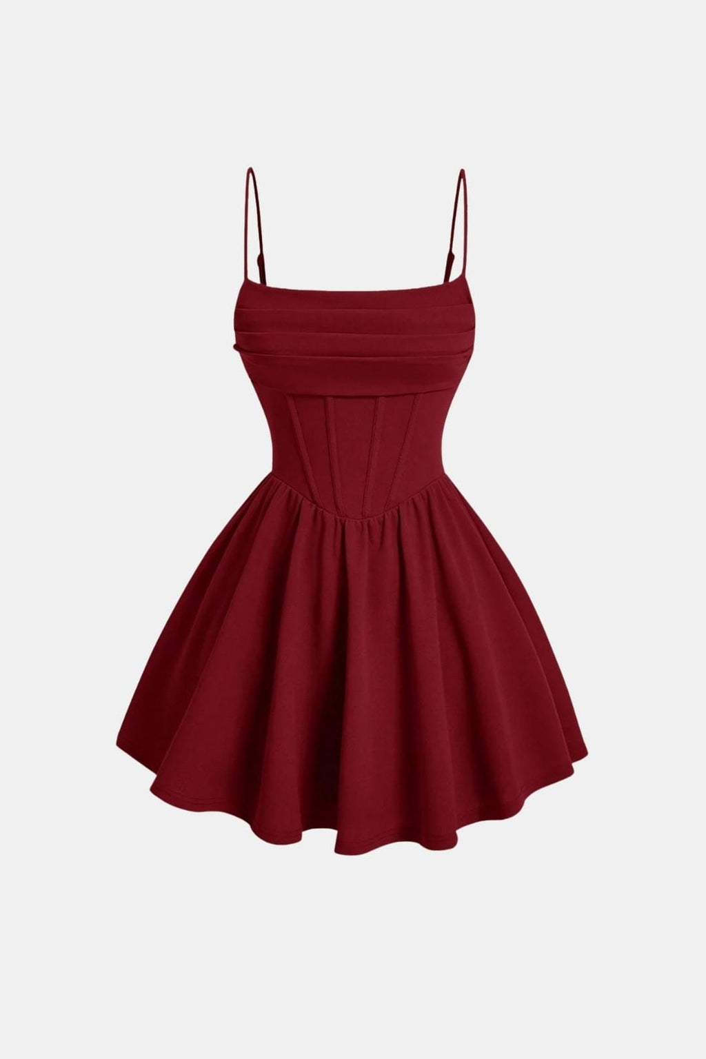 Women's Corset Mini Cocktail Dress – Spaghetti Strap Pleated Party Dress