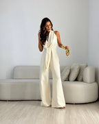 Women's High Waist Wide Leg Jumpsuit – Flowy Formal Occasion Jumpsuit