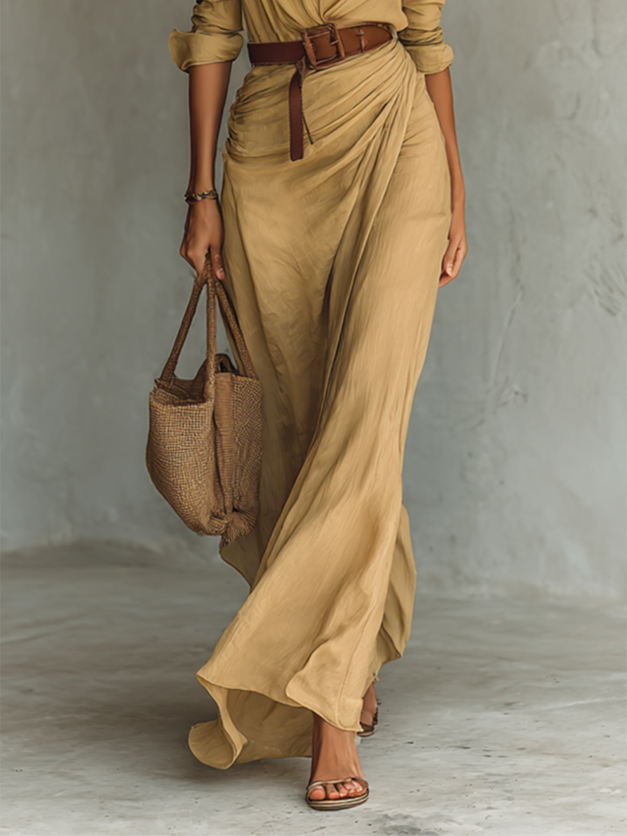 Women's Wrap Maxi Dress – Plunging V-Neck Dress