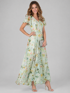 Women's Draped Floral Maxi Dress – Flowy Relaxed Summer Dress