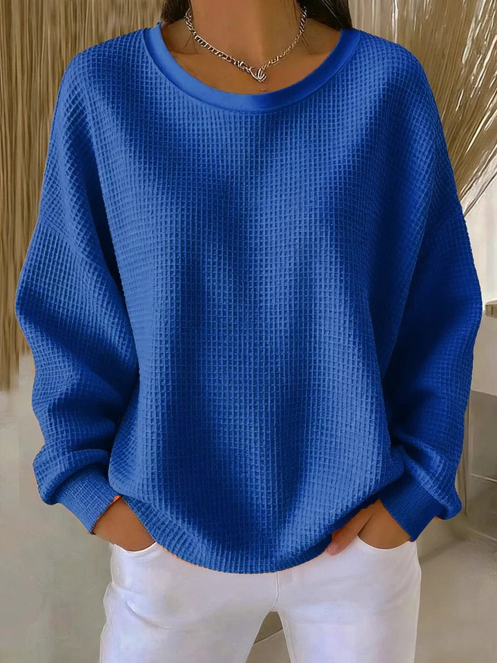 Women's Textured Pullover Sweater – Relaxed Everyday Knit Sweater