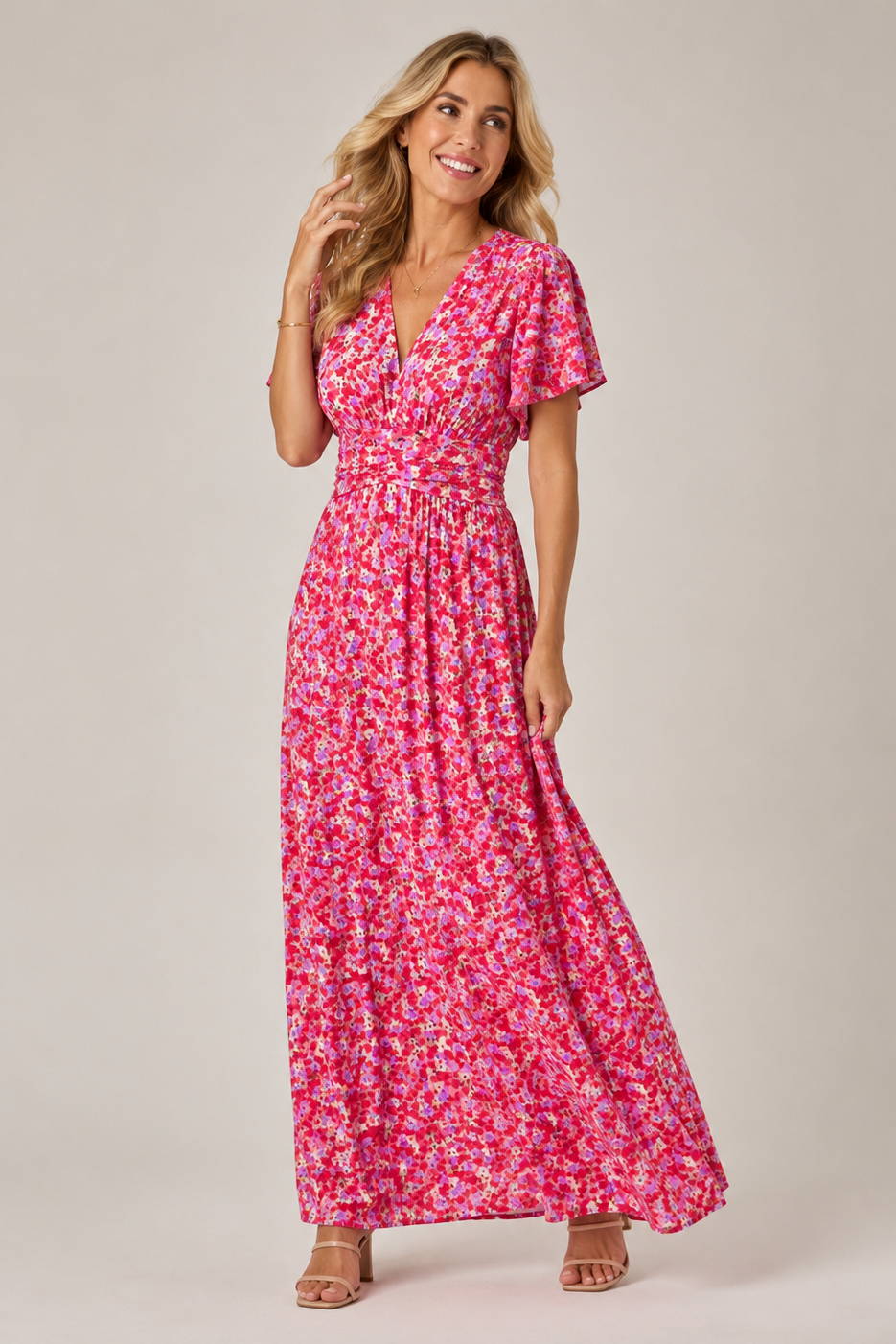 Women's Floral Maxi Dress – V-Neck Summer Dress