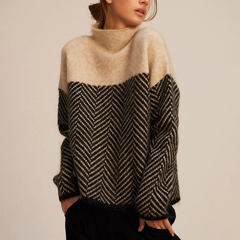 Women's Knit Sweater – Chevron Pattern Sweater – Arla