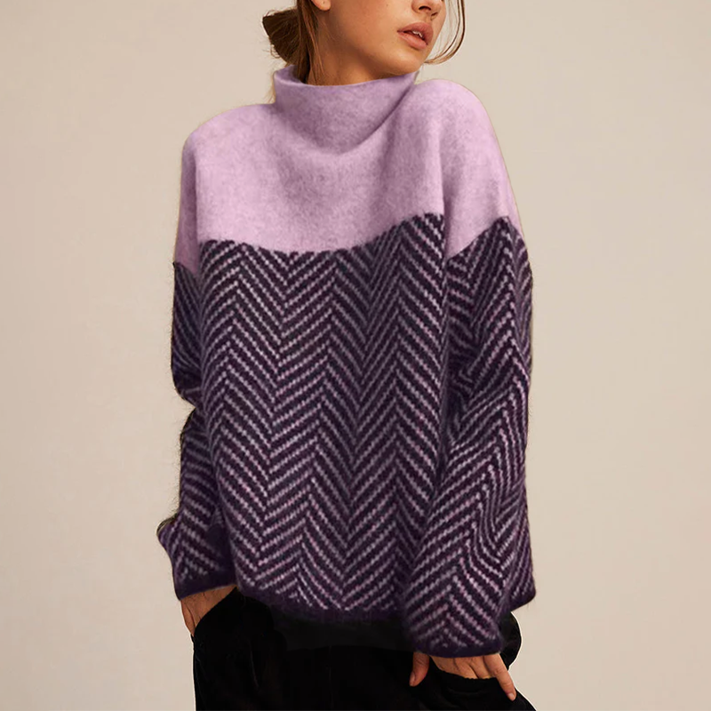 Women's Relaxed High Neck Sweater – Long Sleeve Winter Knit Sweater