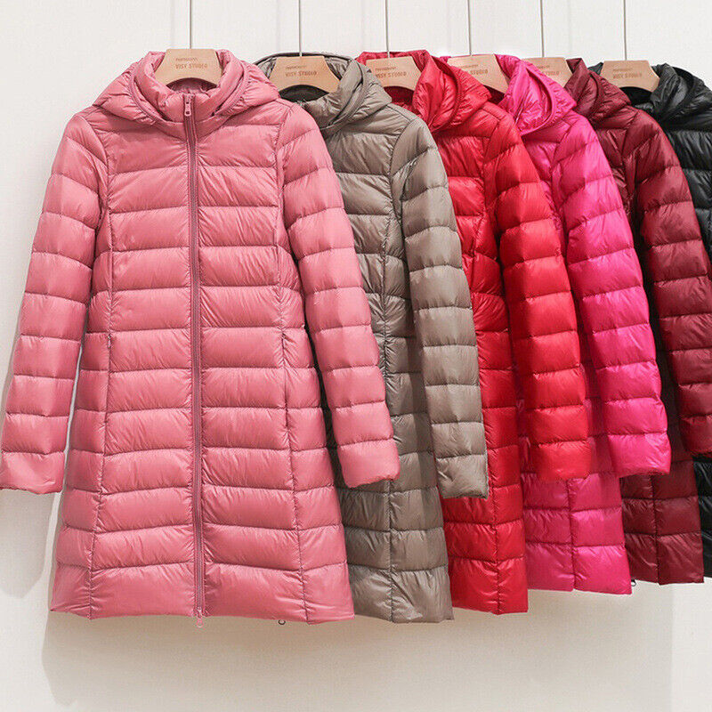 Women's Longline Puffer Coat – Lightweight Removable Hood Jacket