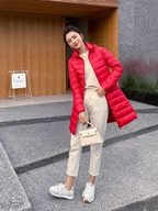 Women's Longline Puffer Coat – Lightweight Removable Hood Jacket