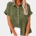 Women's Short Sleeve Pocket Blouse – Lightweight Casual Shirt Blouse