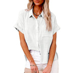 Women's Short Sleeve Pocket Blouse – Lightweight Casual Shirt Blouse
