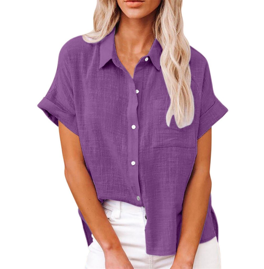 Women's Short Sleeve Pocket Blouse – Lightweight Casual Shirt Blouse