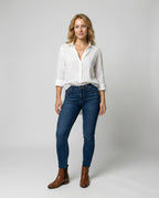 Women's Three-Quarter Sleeve Collared Blouse – Classic Button Front Blouse
