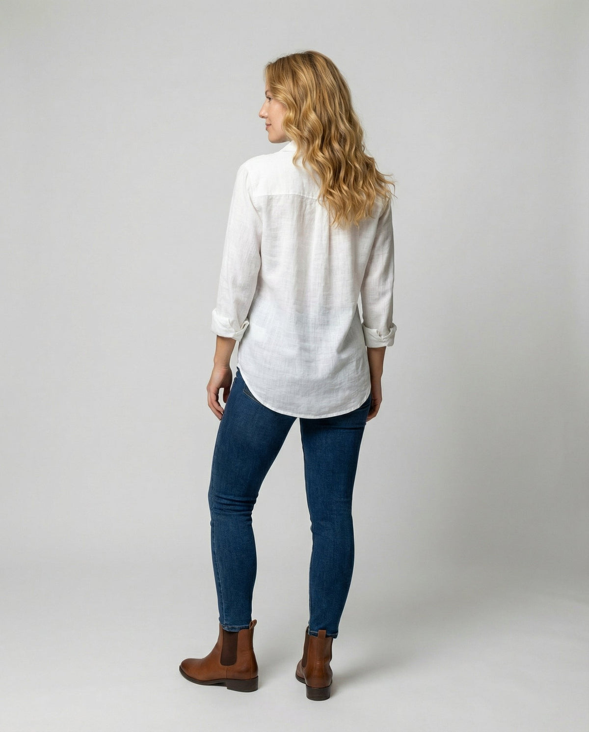 Women's Three-Quarter Sleeve Collared Blouse – Classic Button Front Blouse
