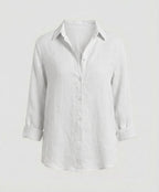 Women's Three-Quarter Sleeve Collared Blouse – Classic Button Front Blouse