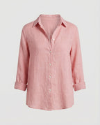 Women's Three-Quarter Sleeve Collared Blouse – Classic Button Front Blouse