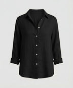 Women's Three-Quarter Sleeve Collared Blouse – Classic Button Front Blouse