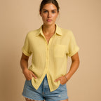 Women's Short Sleeve Shirt Blouse – Relaxed Button Front Blouse