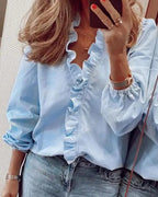 Women's Elegant Blouse with Draped Design and Relaxed Fit