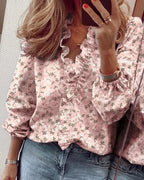 Women's Elegant Blouse with Draped Design and Relaxed Fit