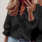 Women's Elegant Blouse with Draped Design and Relaxed Fit