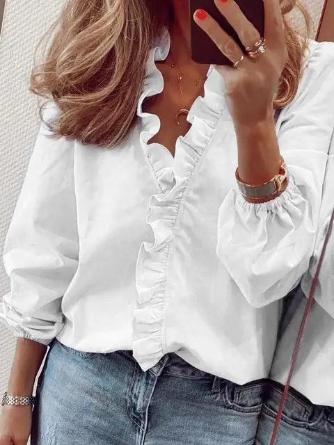Women's Elegant Blouse with Draped Design and Relaxed Fit