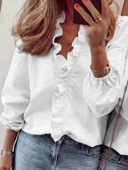 Women's Elegant Blouse with Draped Design and Relaxed Fit