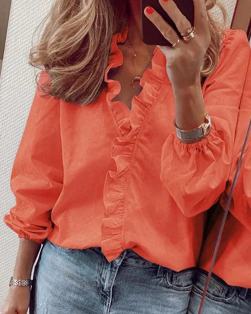 Women's Elegant Blouse with Draped Design and Relaxed Fit