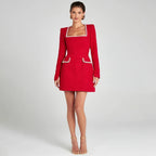 Women's Pearl Embellished Mini Dress – Beaded Cocktail Occasion Dress