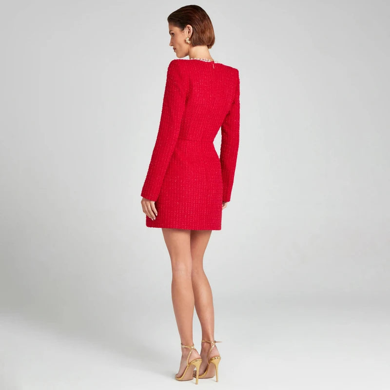Women's Pearl Embellished Mini Dress – Beaded Cocktail Occasion Dress