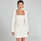 Women's Pearl Embellished Mini Dress – Beaded Cocktail Occasion Dress