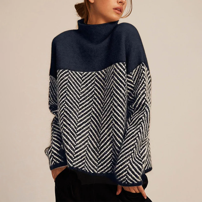 Women's Knit Sweater – Chevron Pattern Sweater – Arla