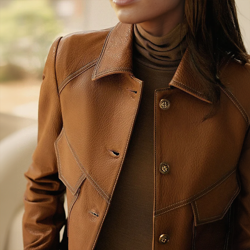Women's Biker Jacket – Faux Leather Moto Jacket – Anita