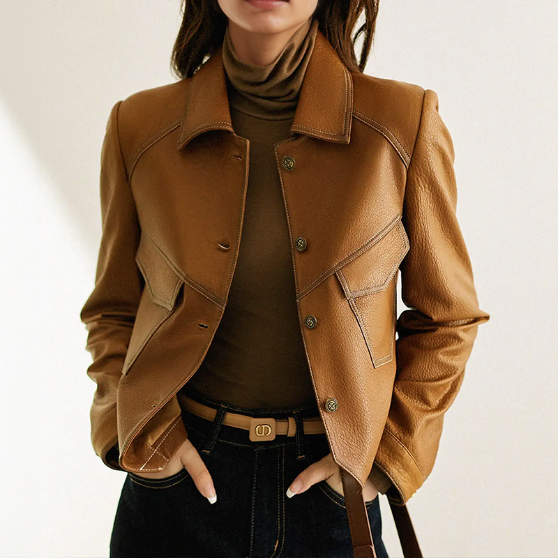 Women's Biker Jacket – Faux Leather Moto Jacket – Anita