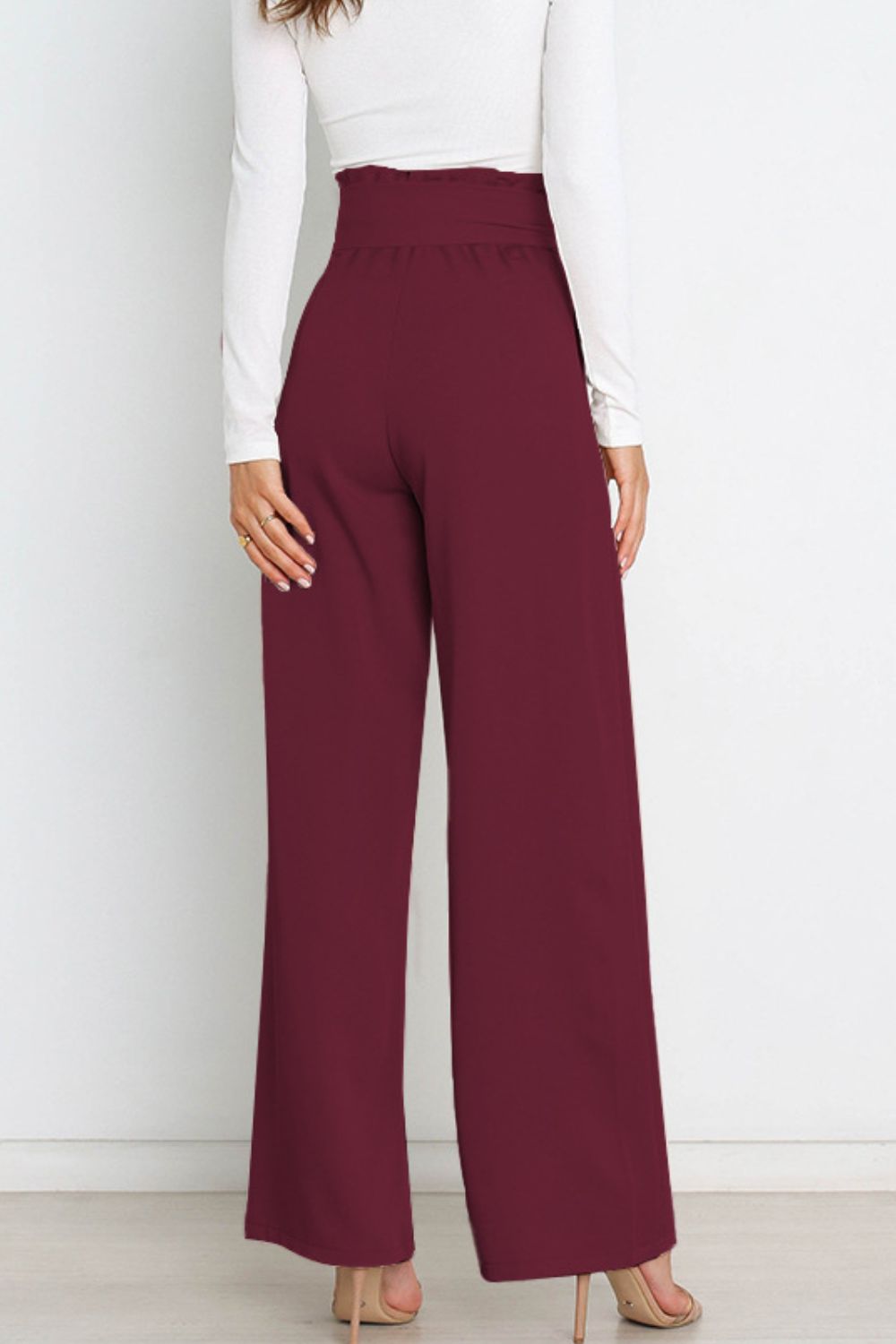 Women's High Waist Paperbag Pants – Bow Waist Wide Leg Trousers