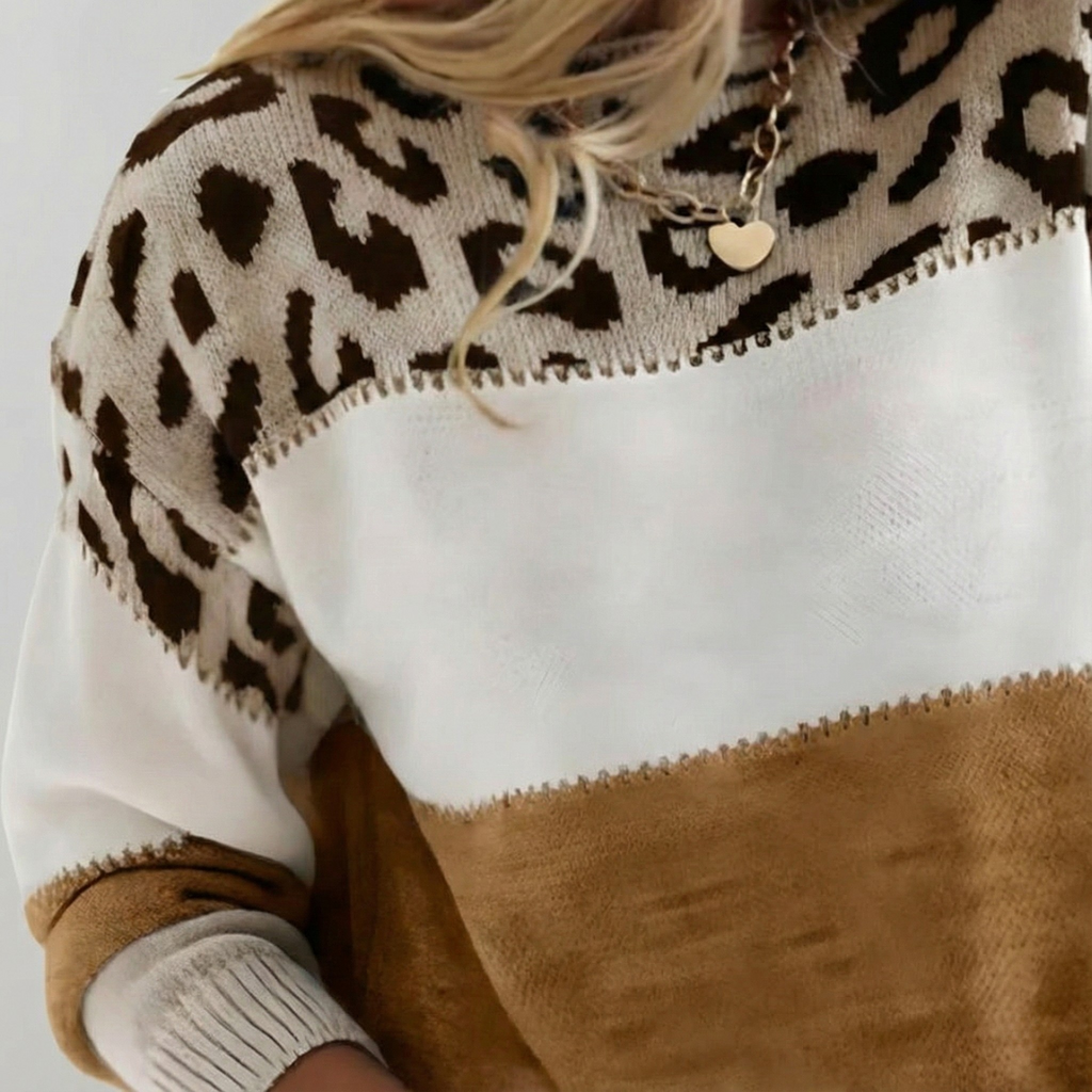 Women's Printed Pullover Sweater – Graphic Relaxed Fit Knit Sweater