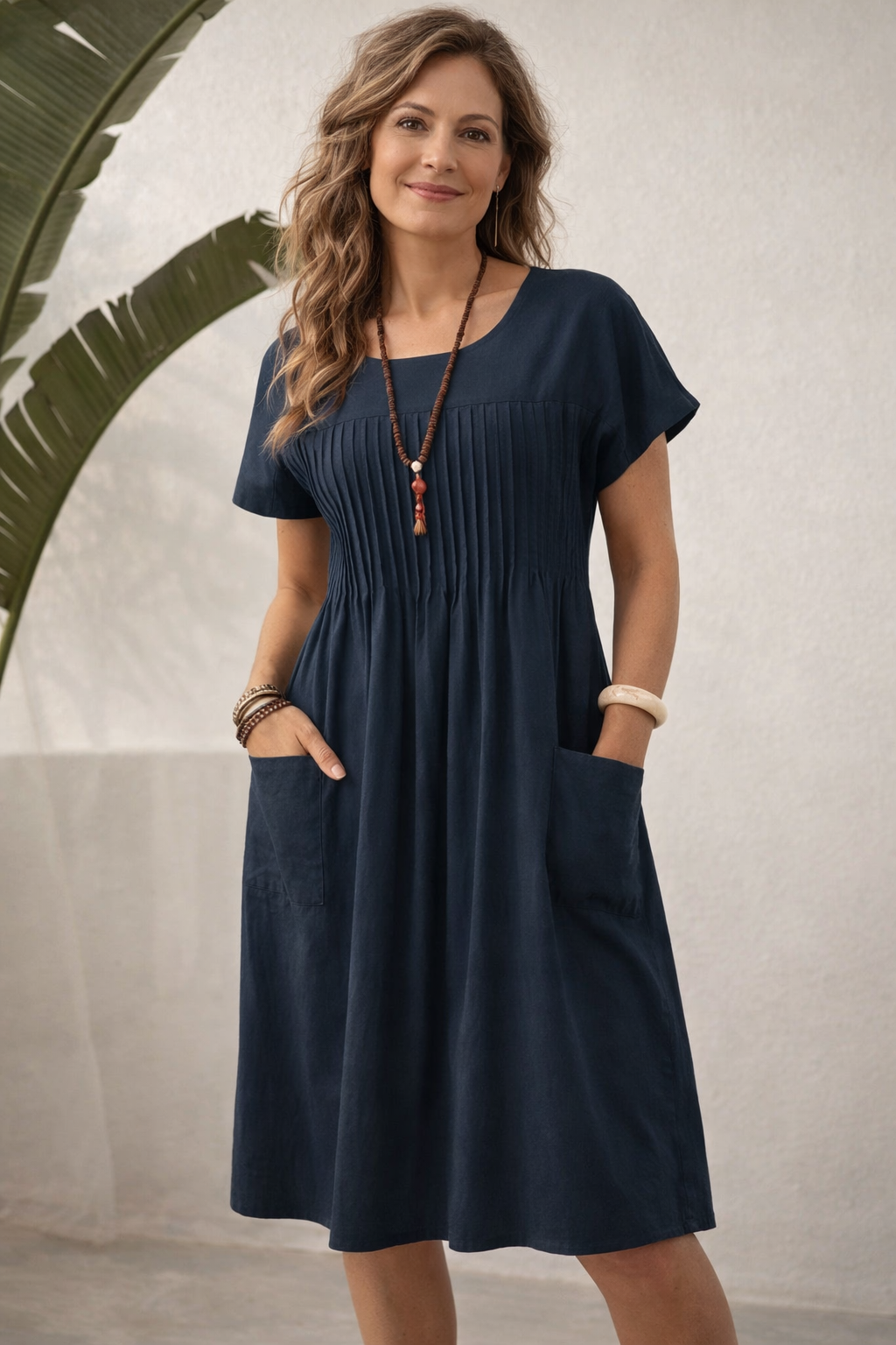 Women's Casual Midi Dress – Pocket Summer Dress