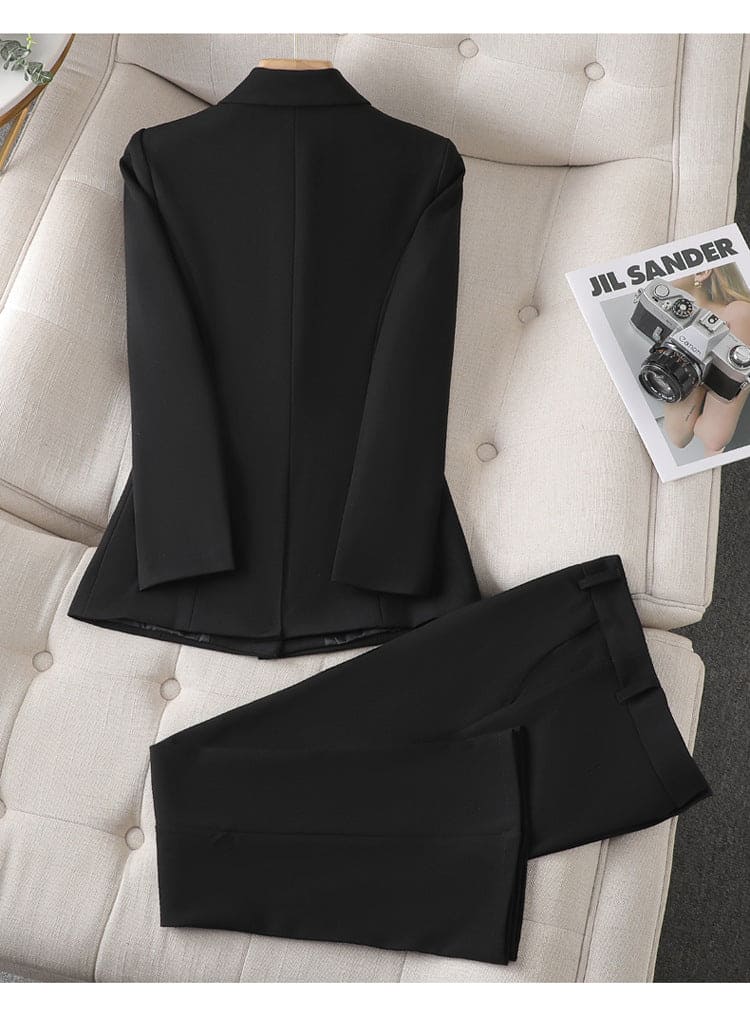 Women's Elegant Tailored Pants Suit – Double-Breasted Blazer Set