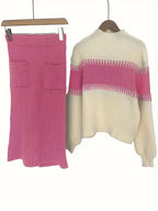 Women's Ribbed Sweater Set – Matching Knit Skirt Set