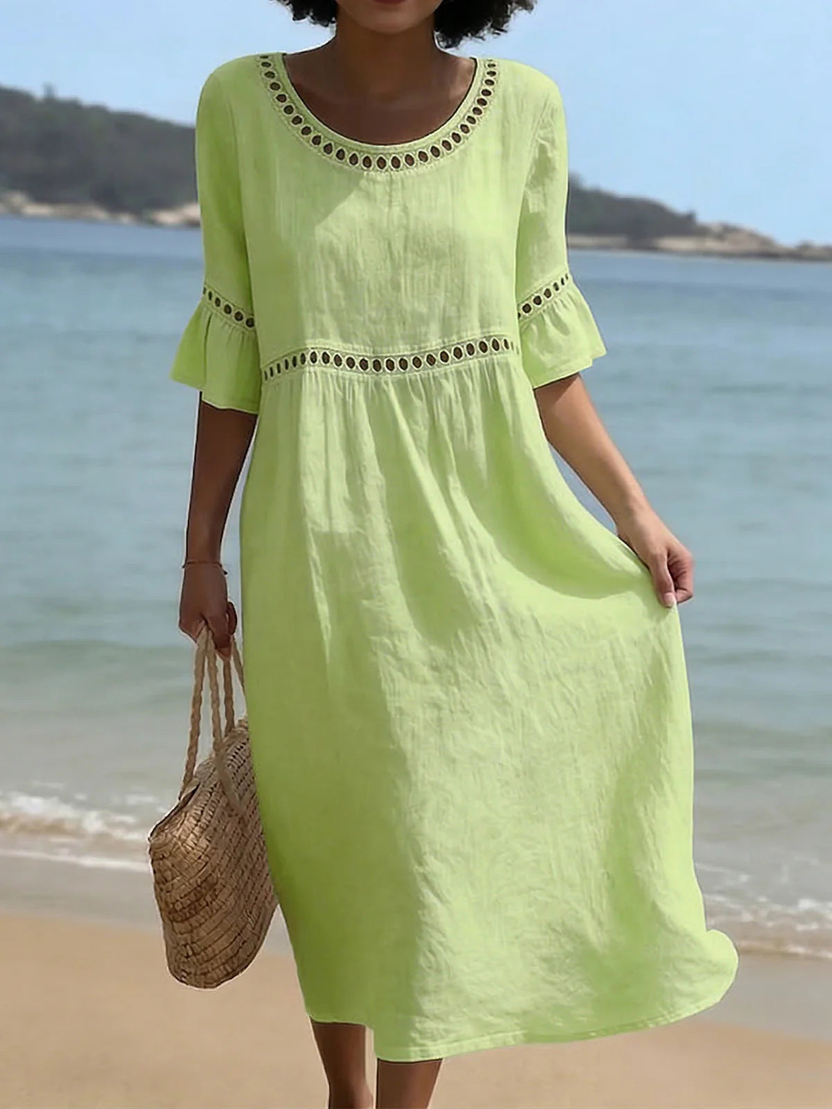 Women's Figure-Flattering Midi Dress – Flowy Day-to-Evening Occasion Dress
