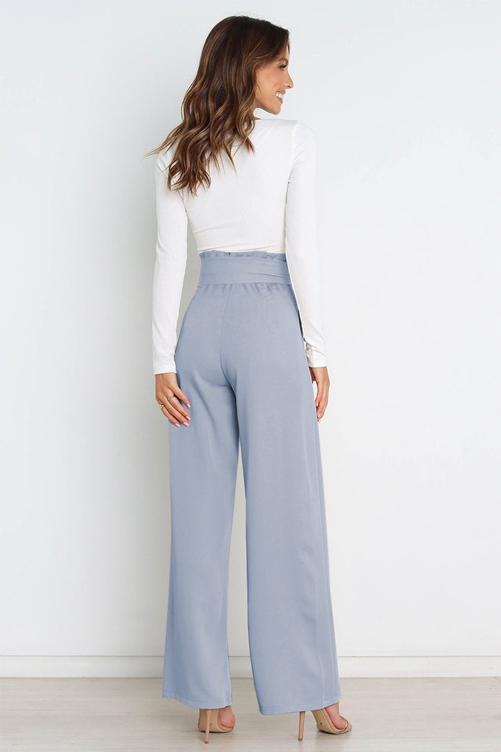 Women's High Waist Paperbag Pants – Bow Waist Wide Leg Trousers