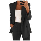 Women's Tailored Blazer Pants Set – Single Button Blazer Straight Leg Trousers Set